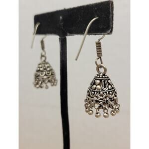 Oxidized Silver Jhumka Earrings with Dangling Traditional Bell Shape